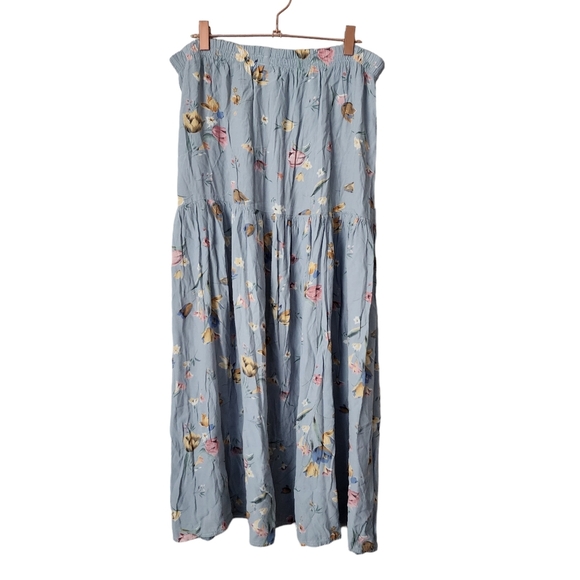 SURREALIST x VINTAGE 90's crinkle floral midi skirt heart buttons size 1 - Picture 2 of 13